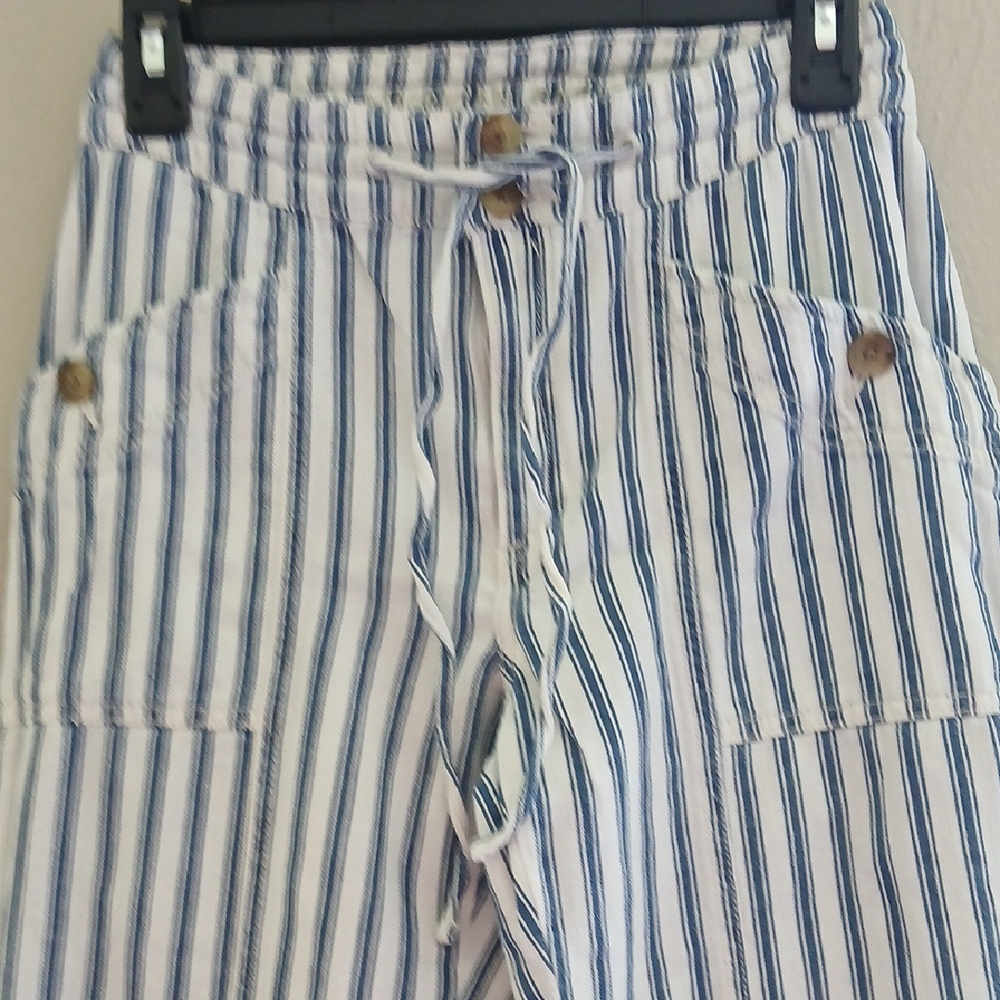 American Eagle Outfitters Blue and White Straight‎ Leg Pants Size 0 - Picture 3 of 8